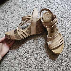 Blowfish cork sandal wedges